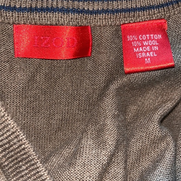 IZOD V~Neck Sweater Vest~Cotton/Wool Blend~Unisex~Grandpa Vest - Picture 6 of 6